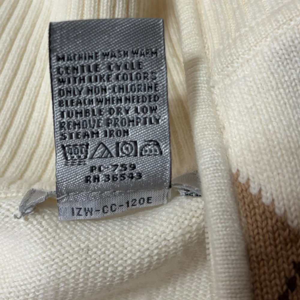 Izod Golf Green and Brown Zip‎ Up Sweater with Argyle Pattern